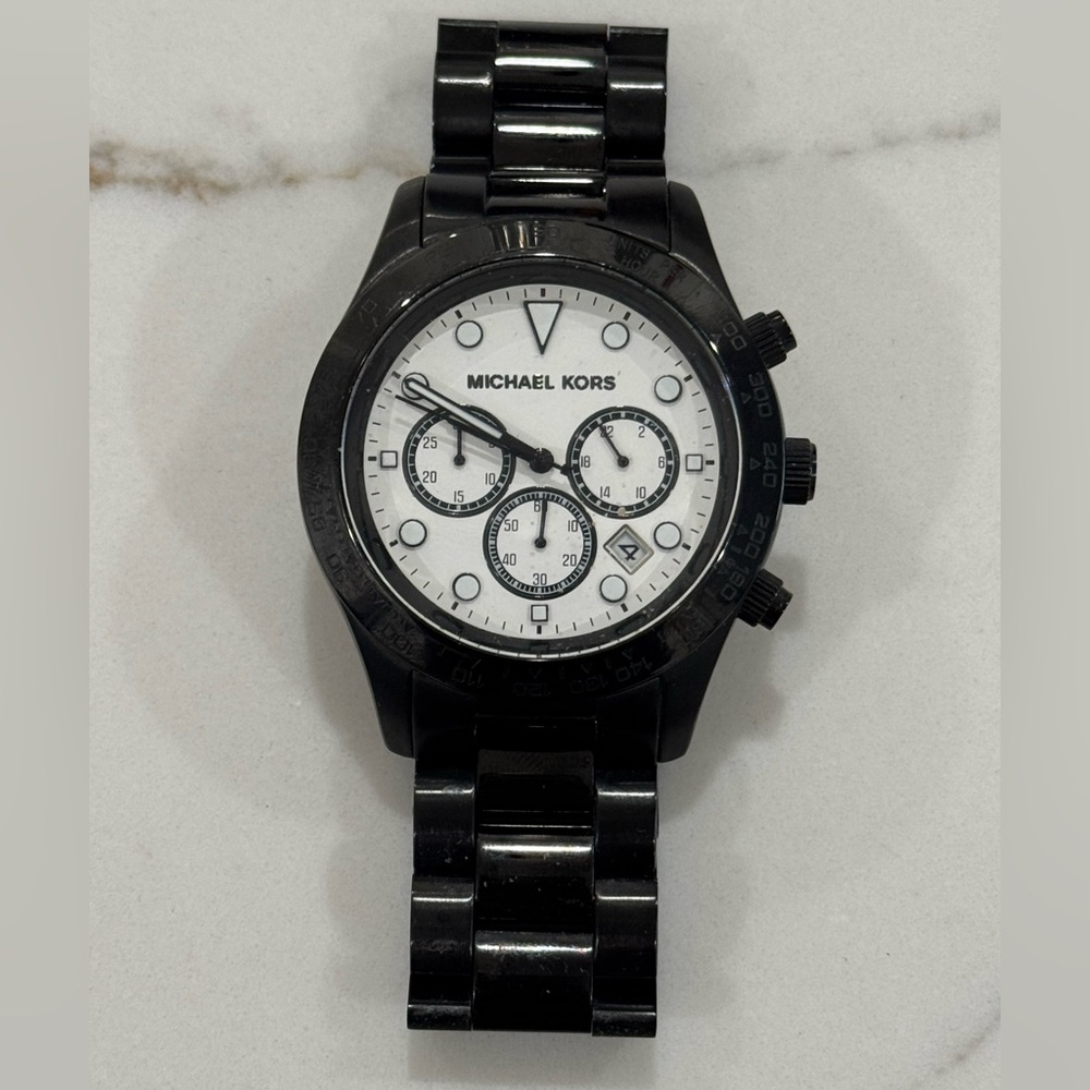 Michael Kors Black and White Chronograph Timepiece